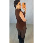 COLETE TRICOT MODAL ALONGADO MARROM