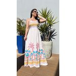 Vestido Gabi Off White com Estampa Floral Midi Copia