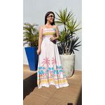 Vestido Gabi Off White com Estampa Floral Midi Copia
