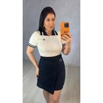 Blusa Gola Polo Feminina em Tricot Modal com Botões - OFF WHITE