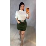 T-Shirt Feminina Gola Alta Essential em Algodão Premium - OFF WHITE
