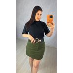 T-Shirt Feminina Gola Alta Essential em Algodão Premium - PRETA