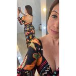 VESTIDO MIDI DECOTE AJUSTAVEL - PRETO ESTAMPADO