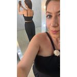 Macacão Angra Preto Frente Única com Detalhe em Concha Dourada