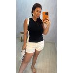 Blusa Regata em Modal Preta com Listras Laterais Brancas