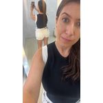 Blusa Regata em Modal Preta com Listras Laterais Brancas