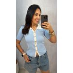 BLUSA POLO EM TRICOT LIGHT - AZUL