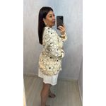 CROPPED E CAMISA FLORAL BORDADA - CREME