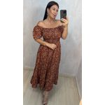 VESTIDO STELLA - MANGAS CURTAS MARROM