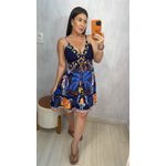 VESTIDO CURTO ESTAMPADO AZUL MARINHO