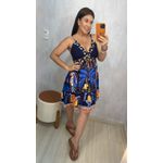 VESTIDO CURTO ESTAMPADO AZUL MARINHO