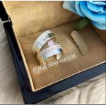  Alianças aurora 7mm namoro Prata com pedras de zirconia rosa bebê anel solitario simples