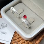 Alianças mini beatriz com 3 mm namoro, prata 950 fosca com solitario love
