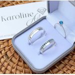 Alianças aurora com 4 mm com 15 pedras de zirconia azul com solitario simples