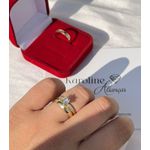 Par de alianças em moeda antiga tradicional com 3mm com solitario libelula