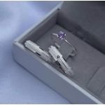 Aliança Ametista com 4 mm com solitario simples