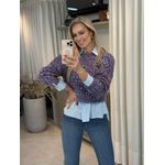 Blusa Biamar Cropped Azul E Vermelho 1007