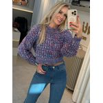 Blusa Biamar Cropped Azul E Vermelho 1007
