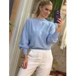 Blusa Biamar Em Algodão Com Detalhe Em Tranças Azul Horizonte 0210