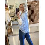 Blusa Le Bongã Ampla Com Pontos Vazados Azul Claro 2609