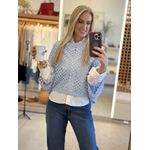 Blusa Le Bongã Ampla Com Pontos Vazados Azul Claro 2609
