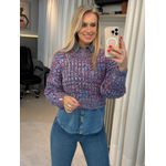 Blusa Biamar Cropped Azul E Vermelho 1007
