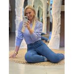 Blusa Abenção Cropped Com Capuz Azul Claro 0601