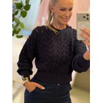 Blusa Biamar Em Algodão Com Ponto Vazado Azul Marinho 1301