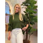 Blusa Biamar Alongada Com Pele Fake E Gola Média Verde 0801 