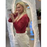 Blusa Abenção Cropped Com Capuz Vermelho 0601 