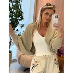 Bolero de Fio Pluma Bege Escuro 2110