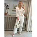 Calça Biamar Reta Com Bordados Off White 1607