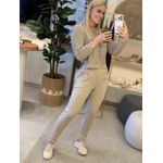 Calça Biamar Com Detalhe No Cós Elástico Na Cintura Bege 0801