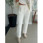Calça Biamar Reta Em Moletom Com Detalhes Em Cotelê Off White 1001 
