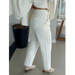 Calça Biamar Reta Em Moletom Com Detalhes Em Cotelê Off White 1001 