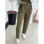 Calça Biamar Reta Em Moletom Com Detalhes Em Cotelê Verde Oliva 1001