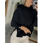 Blusa Com Pele No Capuz Preto