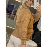 Casaco Biamar Com Recortes E Detalhes Em Suede e Tricô Camel 1706