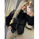 Casaco Biamar Com Recortes E Detalhes Em Suede e Tricô Preto 1706