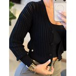 Casaco Biamar Em Ponto Vazado E Botões Forrados Preto 1301 