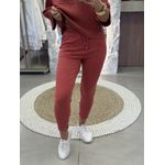 Calça De Tricô Com Barra Italiana Goiaba E80 1610