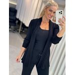 Cardigan Alongado Com Malha Canelada Preto 