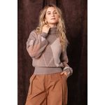 Blusa Biamar Fio Pluma Gola Alta Geométrica Marrom 