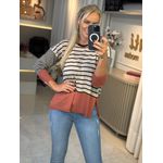 Blusa Abenção Mullet Listrada Marrom