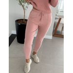 Calça De Tricô Com Barra Italiana Rosa