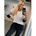 Blusa Abenção Mullet Listrada Preto