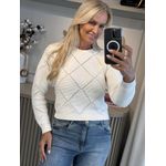 Blusa De Tricô Com Detalhes Vazados Off White 