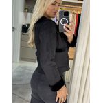 Casaco De Tricô Com Suede E Pele Preto 