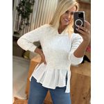 Blusa Abenção Trançada Decote U Off White 