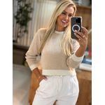 Blusa Biamar Listrada Em Fio Pluma Bege